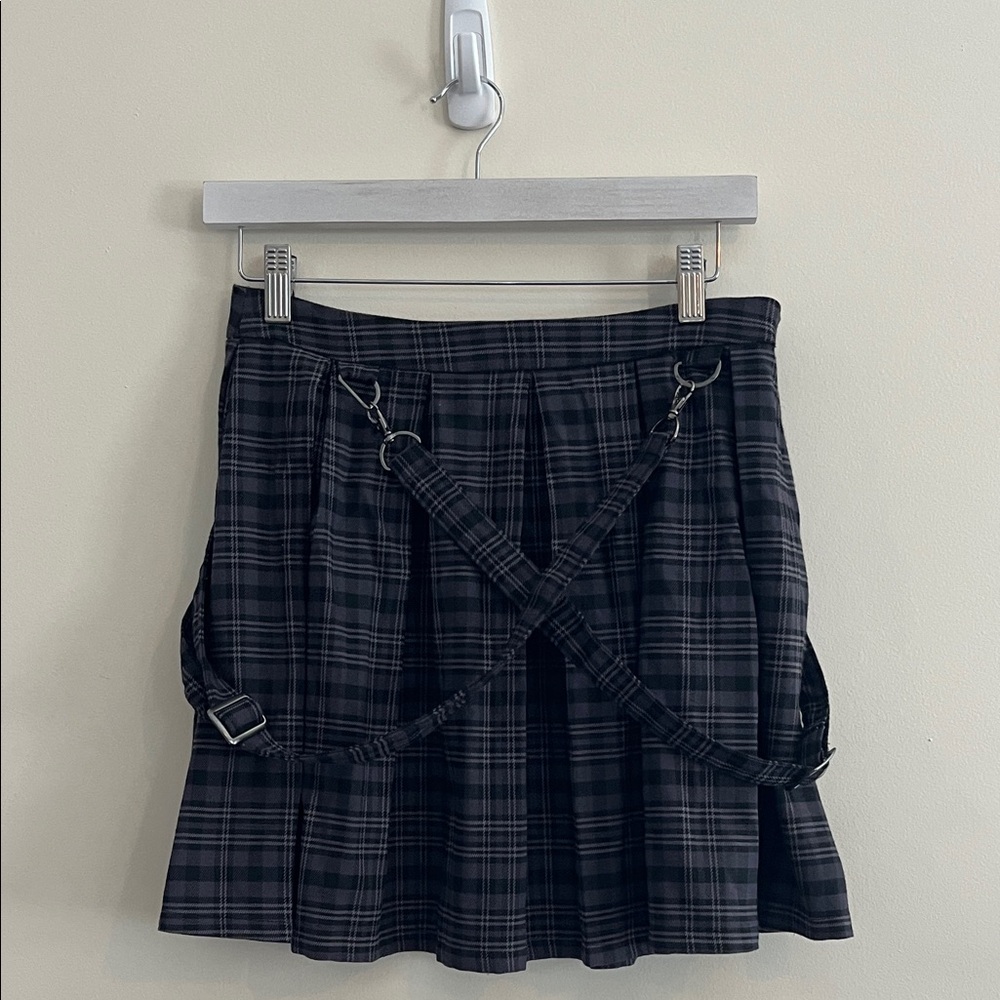Hot Topic Plaid Gothic Mini Skirt Pleated Alternative Goth Suspender Academia